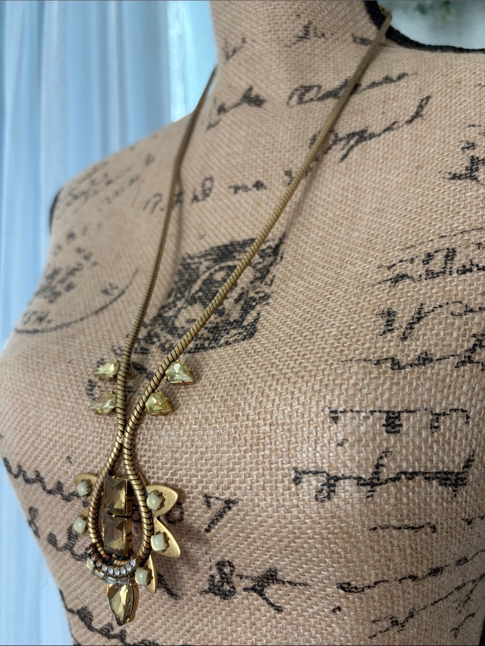 Stella & Dot Gold Tone Necklace with Yellow Crystal Accents